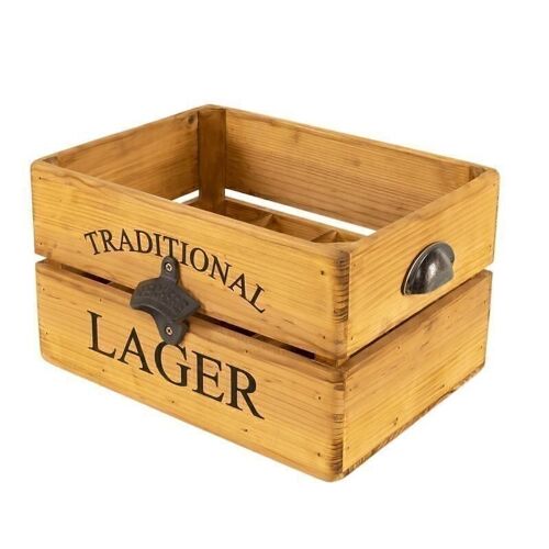 CAJA CON ABRIDOR 12 CERVEZAS MADERA MACIZA TRADITIONAL HH307705