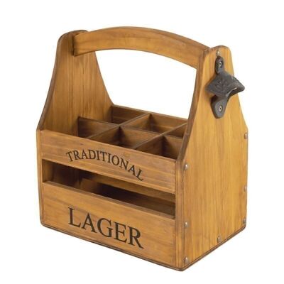 CAJA CON ABRIDOR 6 CERVEZAS MADERA MACIZA TRADIZIONALE HH307710