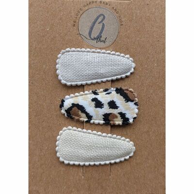 Baby hair clip linen set sand/panther