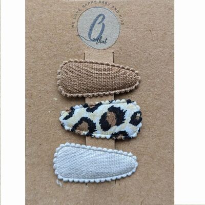 Baby hair clip linen set beige/panther/sand