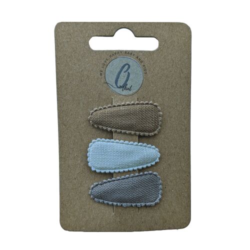 Baby hair clip linen set natural