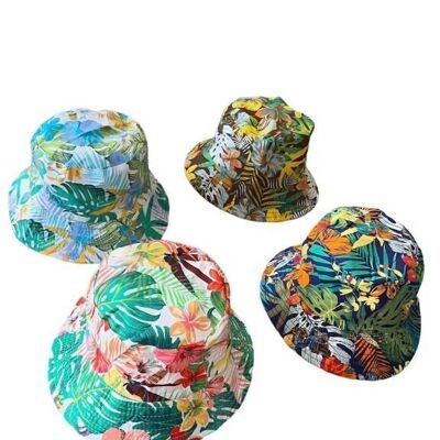 Chapeau synthétique avec motif de feuilles colorées et taille unique