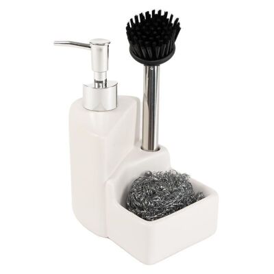 DISPENSADOR JABON CON ESTROPAJO Y CEPILLO BLANCO HH3054168