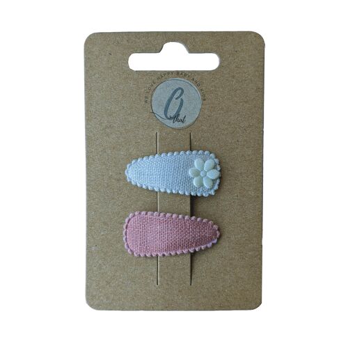 Baby hair clip linen set pink/sand