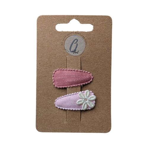 Baby hair clip linen set pink/light pink