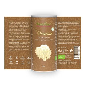 Poudre de champignon Hericium erinaceus (barbe de hérisson/crinière de lion/pom pom), (bio) 60 g 2