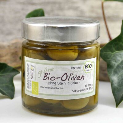 Olives vertes bio - Amfissa - sans noyau de Grèce en saumure
