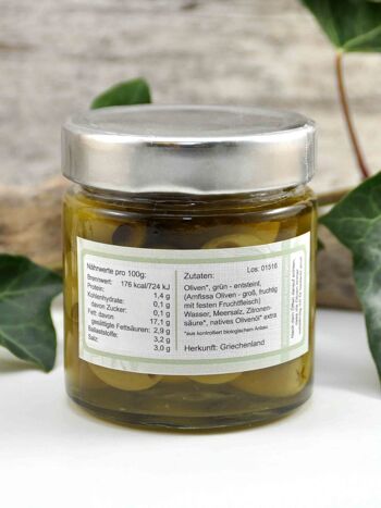 Olives vertes bio - Amfissa - sans noyau de Grèce en saumure 2