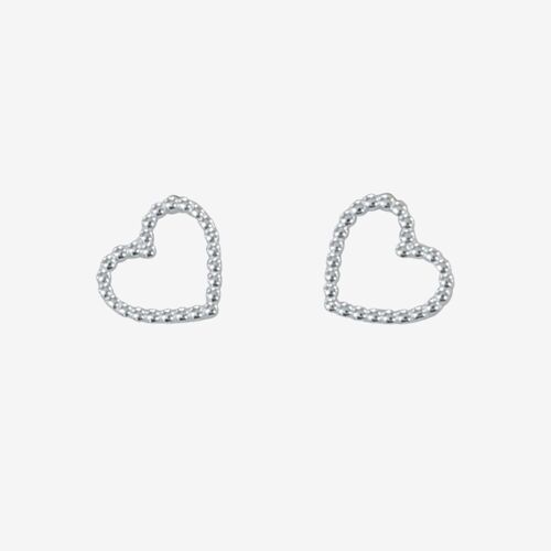 Beaded Heart Stud Earrings
