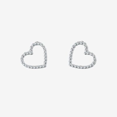 Beaded Heart Stud Earrings