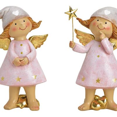 Angel with glitter made of poly pink / pink 2-fold