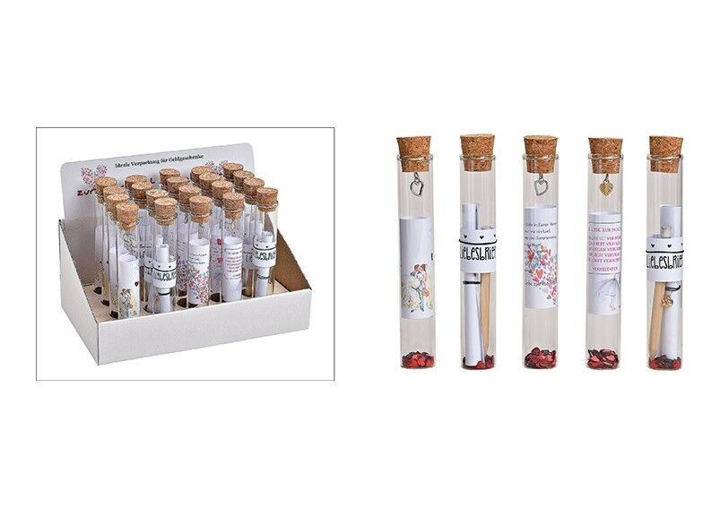 Geldgeschenkreagenzglas Liebe/Hochzeit aus Glas Bunt 4-fach