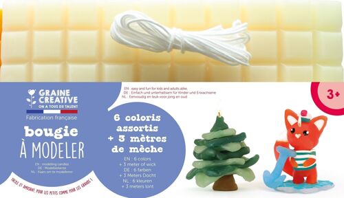 BOUGIE A MODELER 6 plaques 175 g Pastel + 3 mètres MECHE