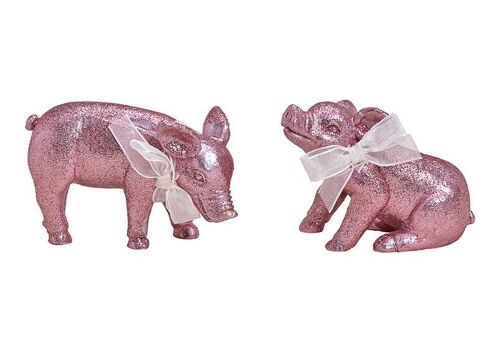Schwein mit Glitzer aus Poly Pink/Rosa 2-fach