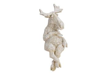 Tabouret Edge elk assis en poly blanc avec paillettes (L / H / P) 9x24x12cm