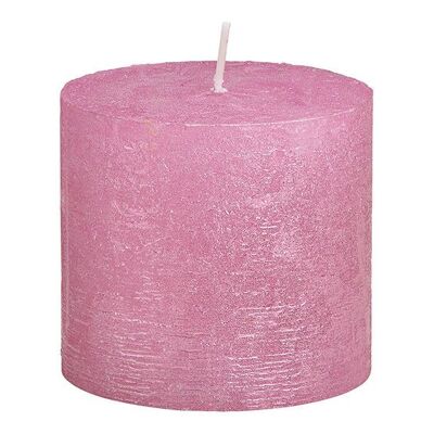 Finitura luccicante di candela in cera rosa / rosa (L / A / P) 10x9x10 cm