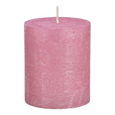Finitura luccicante di candela in cera rosa / rosa (L / A / P) 10x12x10cm