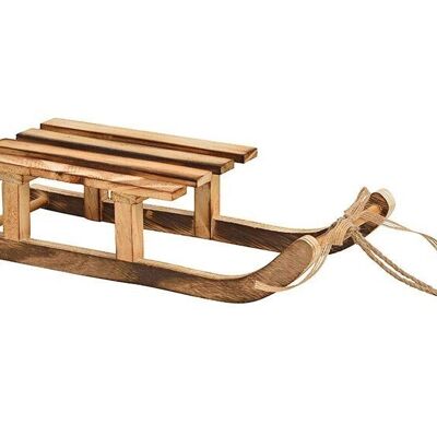 Brown wooden sledge (W / H / D) 31x7x12cm