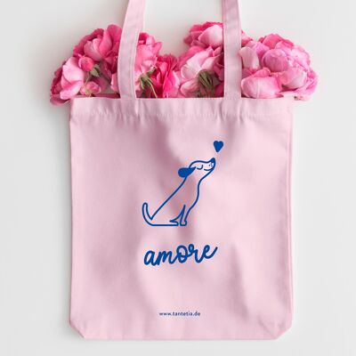 Bag "AMORE", cotton bag in organic quality, screen printed
