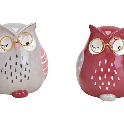 Hibou en céramique rose