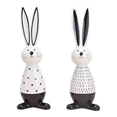 Ceramic rabbit white, black 2-fold, (W / H / D) 10x31x7cm