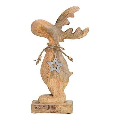 Mango wood elk with metal star pendant brown (W / H / D) 19x33x5cm