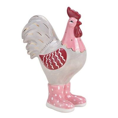 Ceramic rooster pink / pink (W / H / D) 12x16x7cm