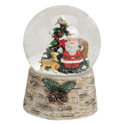 Boîte à musique / boule à neige Père Noël, en poly / verre, 10x14x10 cm