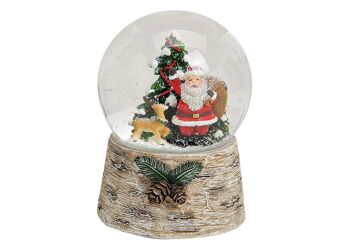 Boîte à musique / boule à neige Père Noël, en poly / verre, 10x14x10 cm