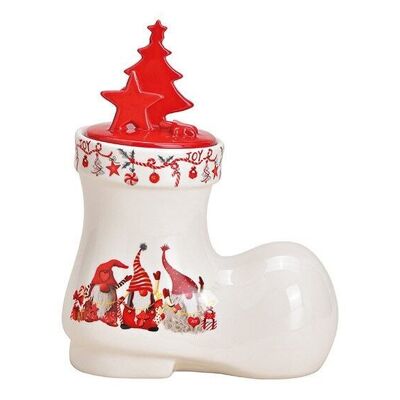 Box of boots, Christmas elf decor made of ceramic white (W / H / D) 18x21x10cm 925ml