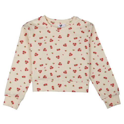 Sweat imprimé fleurs beige