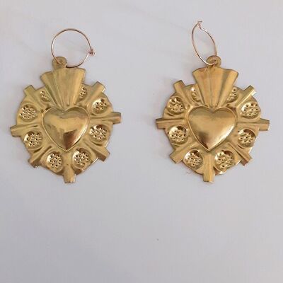 Boucles d'oreilles laiton coeur étoilé