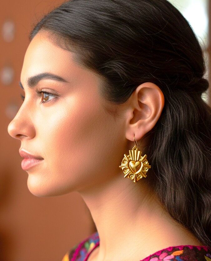 Orecchini in ottone con cuore stellato