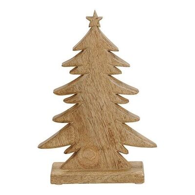 Sapin de Noël en bois de manguier marron (L/H/P) 21x31x6cm