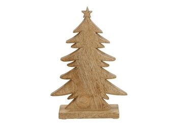 Sapin de Noël en bois de manguier marron (L/H/P) 21x31x6cm