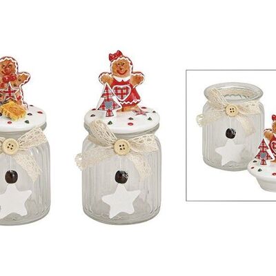 Storage jar Gingerbread motif made of glass / ceramic