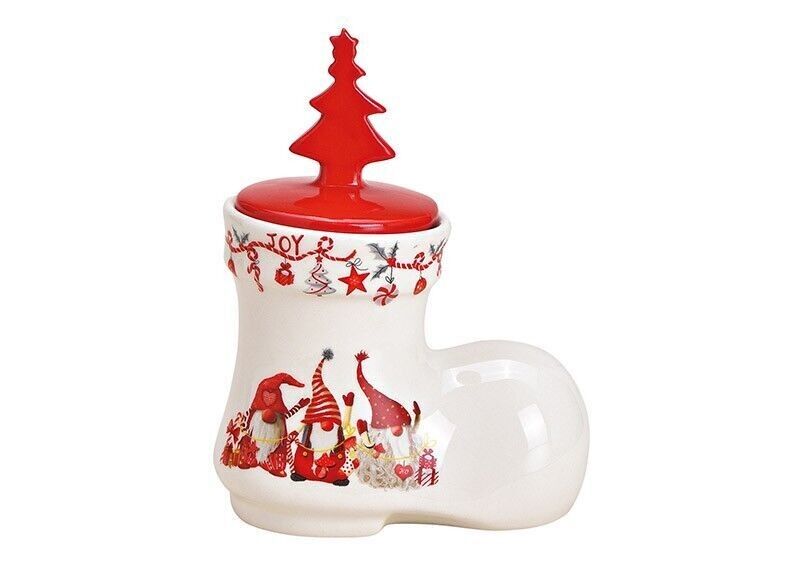 Can of boots, Christmas elf decor made of ceramic white (W / H / D) 12x15x8cm 300ml