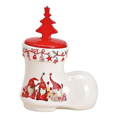 Can of boots, Christmas elf decor made of ceramic white (W / H / D) 12x15x8cm 300ml