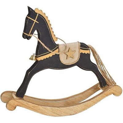 Cavallo a dondolo in legno nero (L/A/P) 29x27x6cm