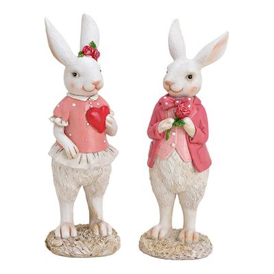 Conejo hombre y mujer de poli blanco / rosa doble