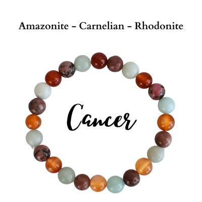 Pulsera del zodíaco del cáncer, regalos del signo del zodíaco, regalos del zodíaco, cristales del zodíaco del cáncer, piedras curativas joyería del zodíaco pulsera de piedra de nacimiento del cáncer