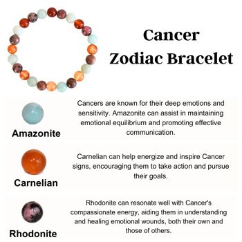 Cancer Zodiac Bracelet, Zodiac Sign Gifts, Zodiac Gifts, Cancer Zodiac Crystals, Healing Stones Zodiac Jewelry Cancer Birthstone Bracelet 2