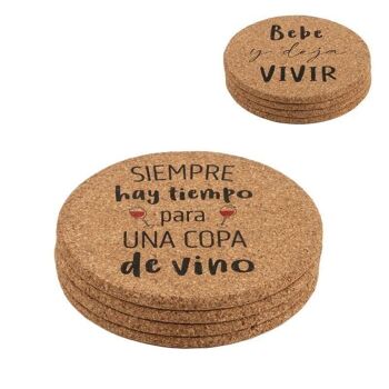 JUEGO 4 POSAVASOS CORCHO VINO 2M HH23481590