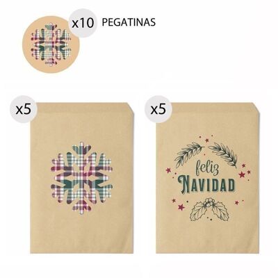 NAVIDAD - JUEGO DE 10 SOBRES DE REGALO 13X16 NOËL CLASSIQUE HH304166