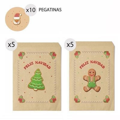 NAVIDAD - JUEGO DE 10 SOBRES DE REGALO 13X16 SWEET CHRISTMAS HH304156
