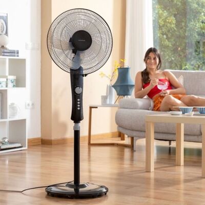 BREEZ - Ventilateur sur Pied avec Hauteur et Vitesse Réglables - 45W