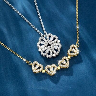 CLOVHEART - Heart-Shaped Magnetic 4-Leaf Clover Pendant Necklace