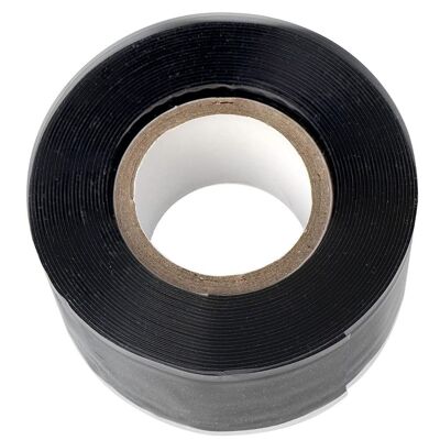 Insulating and self-amalgamating silicone repair tape, seals leaks, stretchable and waterproof - Black - 3m x 25mm