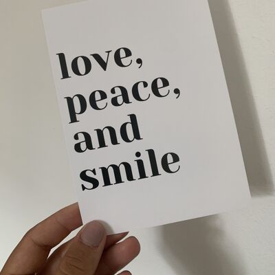 LOVE, PEACE AND SMILE - POSTCARD