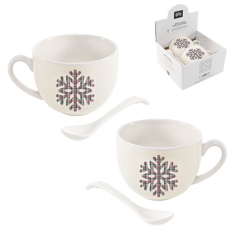 NAVIDAD - JUEGO DE 2 TAZAS 265ML CON CUCHARA CLASSIC CHRISTMAS HH2776902